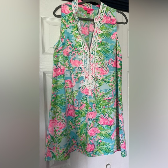 Lilly Pulitzer Pink and Blue Flamingo Mini Dress - Picture 3 of 4